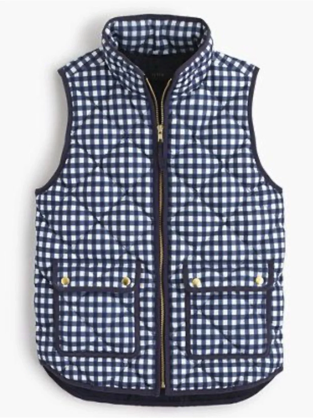 J. Crew Excursion Quilted Vest in Gingham Check